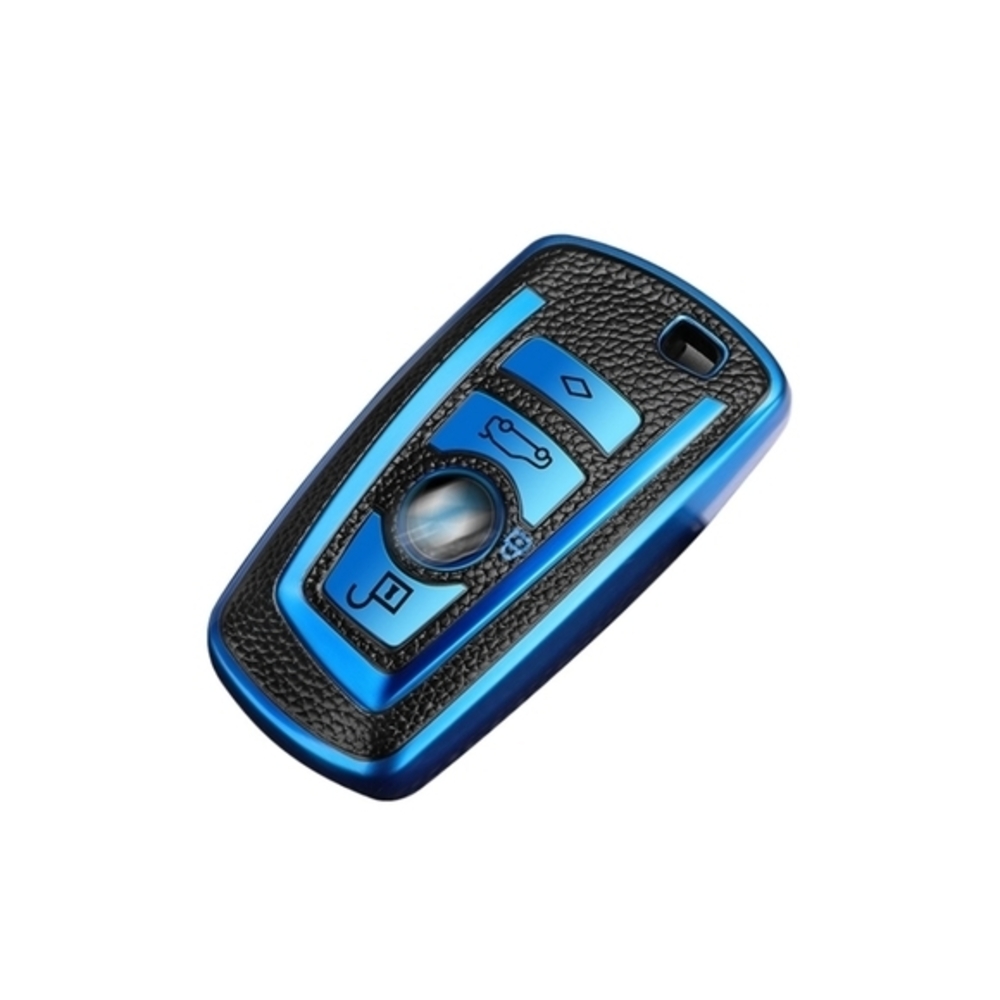 BMW Remote Key Fob Cover Shell with Key Chain Blue - Picture 4 of 10